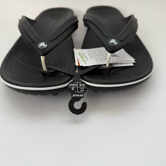 NWT Crocs Crocband Flip Black White Stripe Men's 11 Women's 13 - Picture 3 of 11